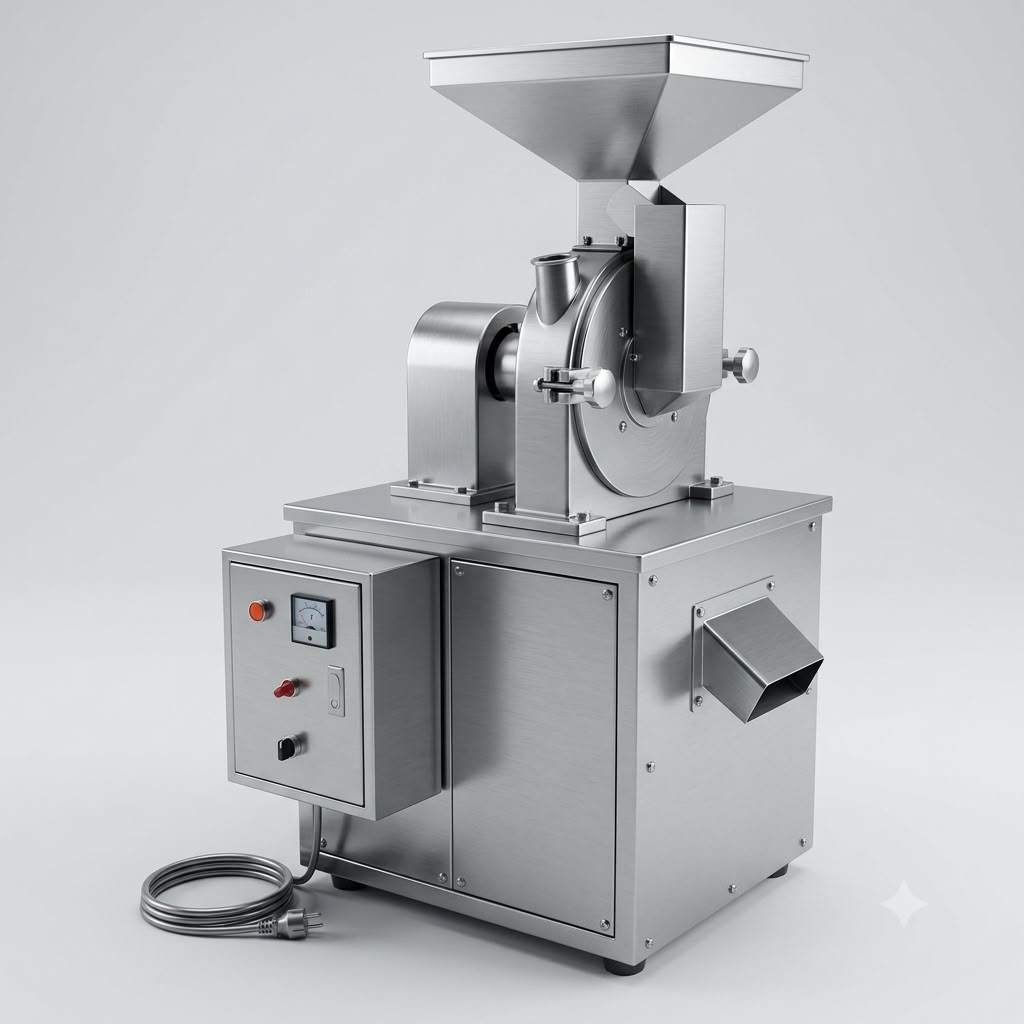 Broyeur industriel sur socle inox avec coffret de commande